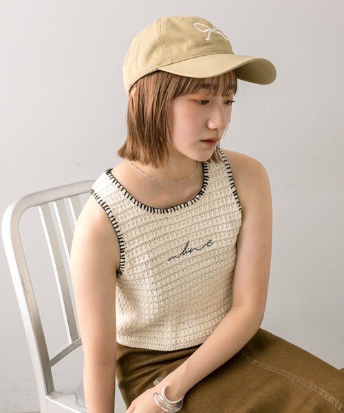 mline（エムライン）の「[mline]刺繍ロゴアメスリタンク（タンクトップ・レディース・ブラック/ブルー/アイボリー・FREE）」の6枚目の写真