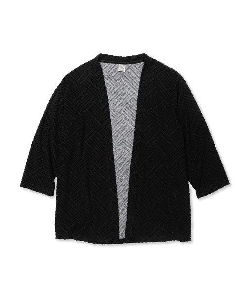 美品⭐️CALEEキャリーメンズ カーディガン黒 9部袖 パイルジャガード生地 CALEE（キャリー）の「PILE JACQUARD 9 LENGTH CARDIGAN（Tシャツ
