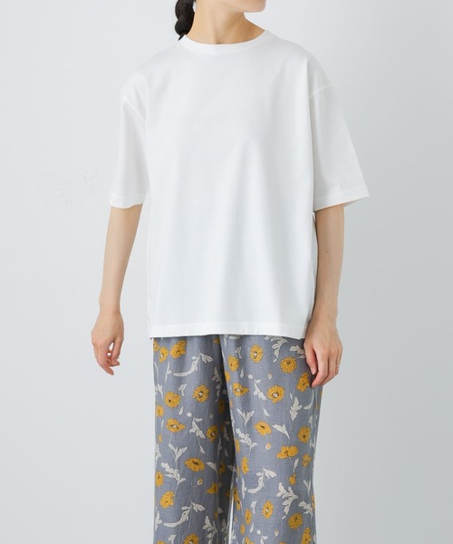 かぐれ(カグレ)の「ラクシュミコットン半袖Tシャツ(Tシャツ/カットソー・レディース・ホワイト/チャコールグレー・FREE)」の1枚目の写真