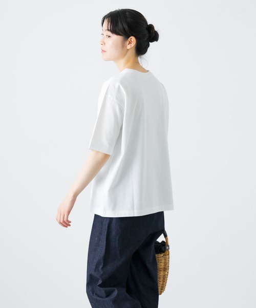 かぐれ(カグレ)の「ラクシュミコットン半袖Tシャツ(Tシャツ/カットソー・レディース・ホワイト/チャコールグレー・FREE)」の9枚目の写真