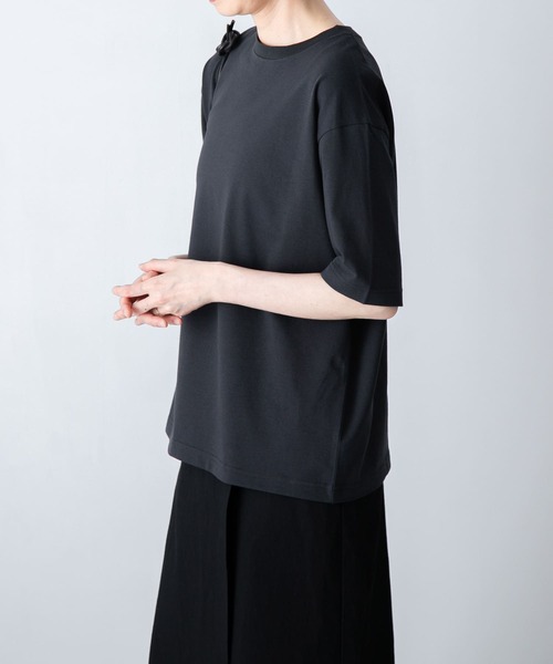 かぐれ(カグレ)の「ラクシュミコットン半袖Tシャツ(Tシャツ/カットソー・レディース・ホワイト/チャコールグレー・FREE)」の13枚目の写真