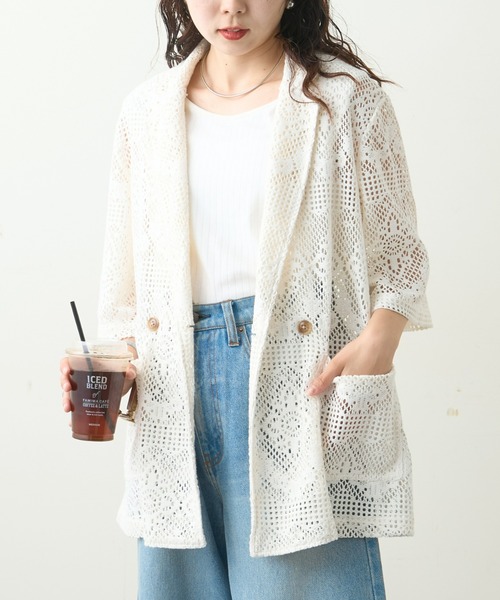 CIAOPANIC TYPY(チャオパニックティピー)の「レースオーバージャケット(テーラードジャケット・レディース・オフホワイト/ブラック・ONE SIZE)」の10枚目の写真