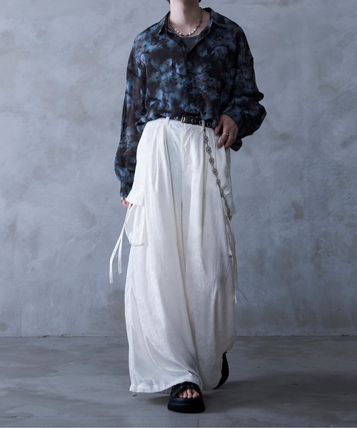 Ellno Loset Aran サテンJQドロストカーゴパンツ S ホワイト Ellno Loset by Aran（エルノロゼットバイアラン）の「【Aran