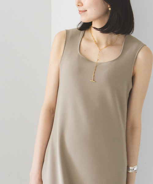 Noble（ノーブル）の「ニットジョーゼットニュアンスネックワンピース（ワンピース・レディース・ブラック/ベージュ・FREE）」の7枚目の写真