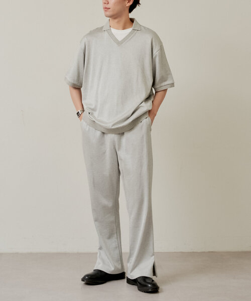 WHIMSIC（ウィムジック）の「【UNISEX/2サイズ展開】プレーティングジャージーステッチトラックパンツ（その他パンツ・メンズ・シルバー/チャコールグレー・1/2）」の19枚目の写真