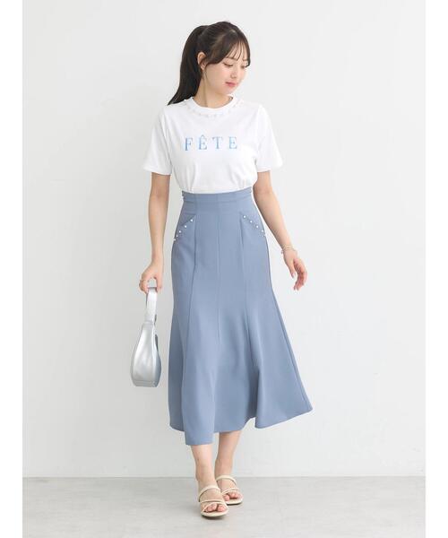 earth music&ecology(アースミュージックアンドエコロジー)の「パール付きマーメイドスカート(スカート・レディース・ダークネイビー/ブルー/その他8・M/S)」の6枚目の写真