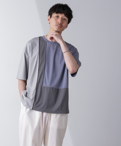 NANO universe(ナノユニバース)の「リラックス切り替えスムースTシャツ 半袖(Tシャツ/カットソー・メンズ・その他1/その他3/その他2・S/M/L)」の1枚目の写真