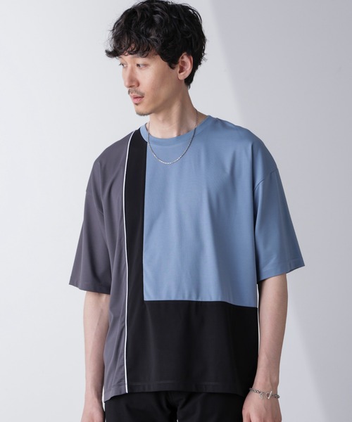 NANO universe(ナノユニバース)の「リラックス切り替えスムースTシャツ 半袖(Tシャツ/カットソー・メンズ・その他1/その他3/その他2・S/M/L)」の2枚目の写真