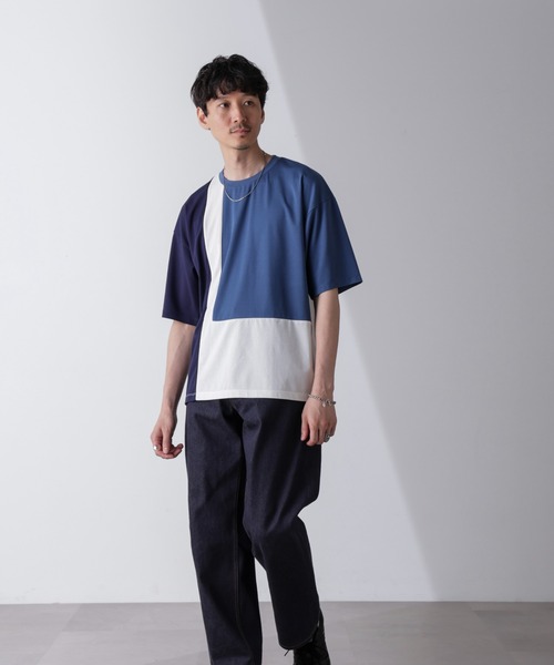 NANO universe(ナノユニバース)の「リラックス切り替えスムースTシャツ 半袖(Tシャツ/カットソー・メンズ・その他1/その他3/その他2・S/M/L)」の3枚目の写真