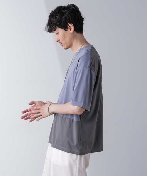 NANO universe(ナノユニバース)の「リラックス切り替えスムースTシャツ 半袖(Tシャツ/カットソー・メンズ・その他1/その他3/その他2・S/M/L)」の5枚目の写真