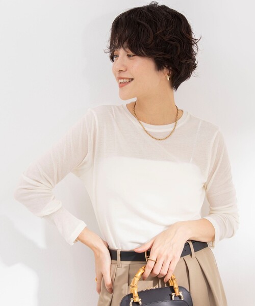 NOLLEY’S Sophi（ノーリーズソフィ）の「シアーフライスロンT（Tシャツ/カットソー・レディース・オフホワイト/ブラック/グレイッシュブルー・38）」の19枚目の写真