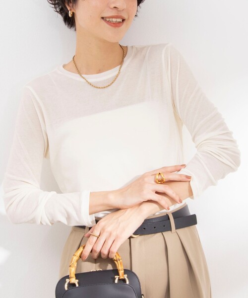 NOLLEY’S Sophi（ノーリーズソフィ）の「シアーフライスロンT（Tシャツ/カットソー・レディース・オフホワイト/ブラック/グレイッシュブルー・38）」の18枚目の写真