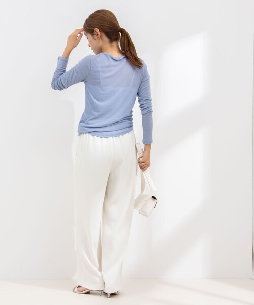 NOLLEY’S Sophi（ノーリーズソフィ）の「シアーフライスロンT（Tシャツ/カットソー・レディース・オフホワイト/ブラック/グレイッシュブルー・38）」の14枚目の写真