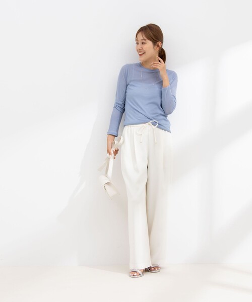 NOLLEY’S Sophi（ノーリーズソフィ）の「シアーフライスロンT（Tシャツ/カットソー・レディース・オフホワイト/ブラック/グレイッシュブルー・38）」の13枚目の写真