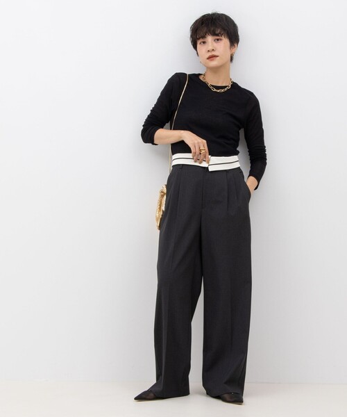 NOLLEY’S Sophi（ノーリーズソフィ）の「シアーフライスロンT（Tシャツ/カットソー・レディース・オフホワイト/ブラック/グレイッシュブルー・38）」の8枚目の写真