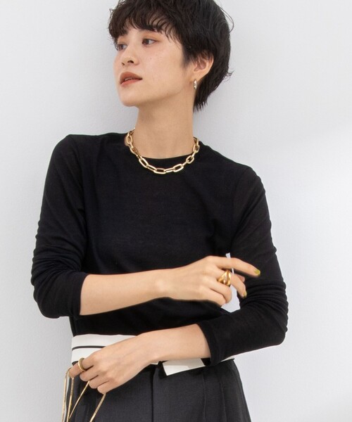 NOLLEY’S Sophi（ノーリーズソフィ）の「シアーフライスロンT（Tシャツ/カットソー・レディース・オフホワイト/ブラック/グレイッシュブルー・38）」の7枚目の写真