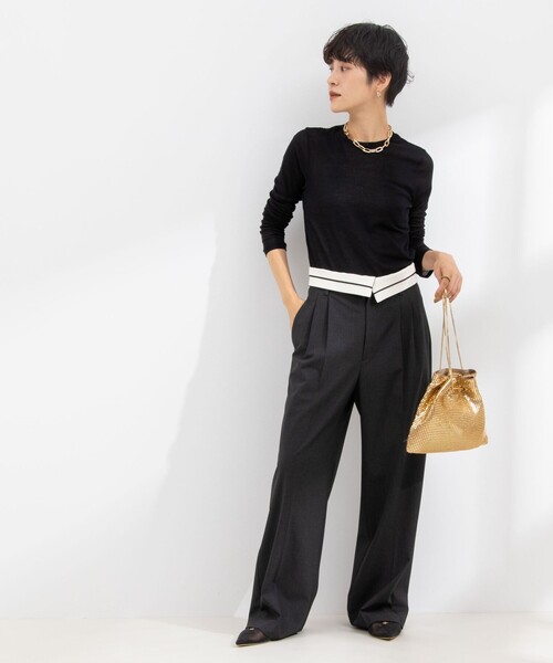 NOLLEY’S Sophi（ノーリーズソフィ）の「シアーフライスロンT（Tシャツ/カットソー・レディース・オフホワイト/ブラック/グレイッシュブルー・38）」の6枚目の写真