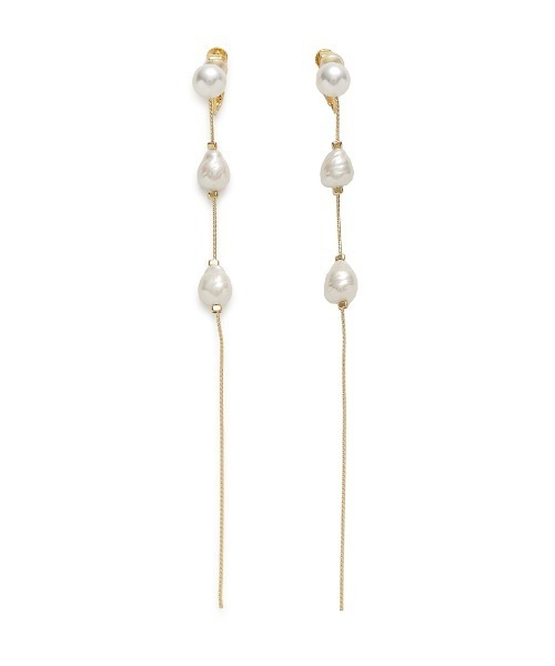 FRAY I.D（フレイアイディー）の「ガラスパールナローチェーンイヤリング（イヤリング・レディース・シルバー/ゴールド・FREE）」の2枚目の写真