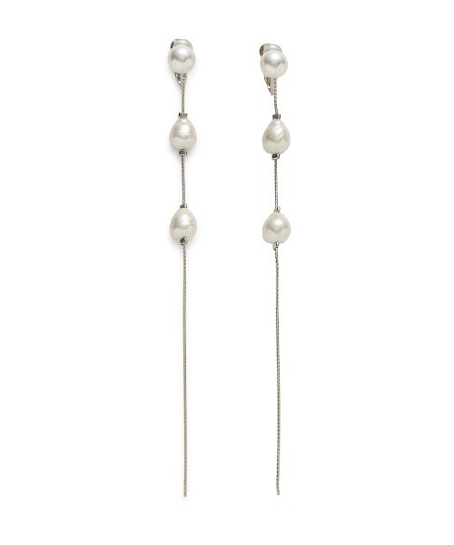 FRAY I.D（フレイアイディー）の「ガラスパールナローチェーンイヤリング（イヤリング・レディース・シルバー/ゴールド・FREE）」の3枚目の写真