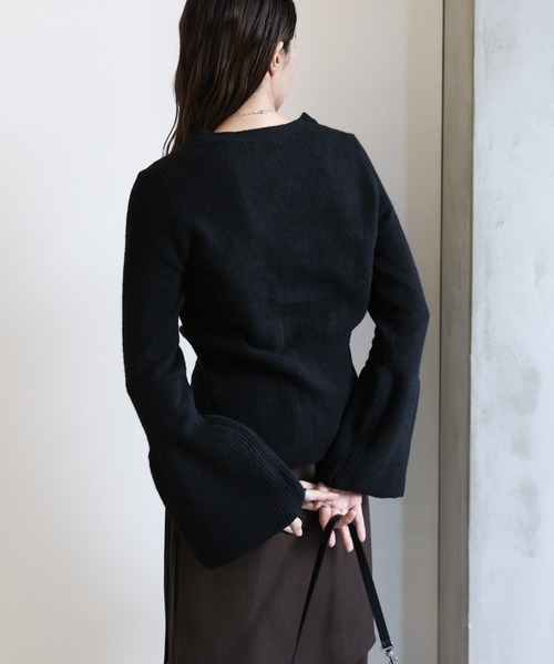 セール】ベルスリーブVネックニットカーディガン（カーディガン/ボレロ