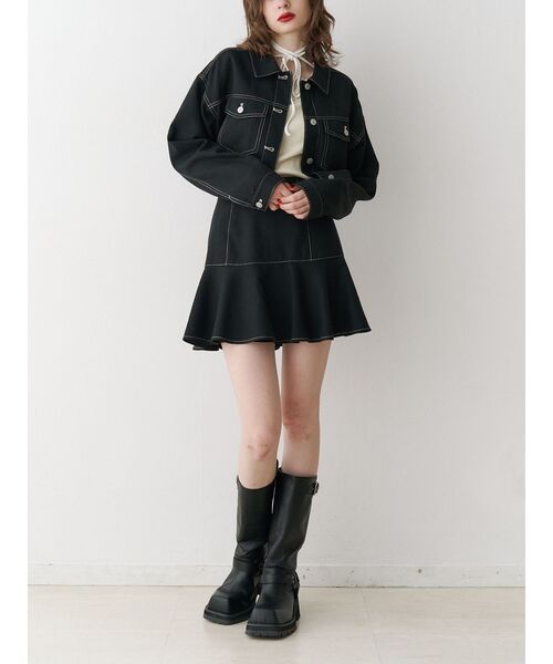 jouetie（ジュエティ）の「マルチWAYツイードライクミニセットアップ（ワンピース・レディース・アイボリー/ブラック/グレー/パープル・MEDIUM）」の14枚目の写真