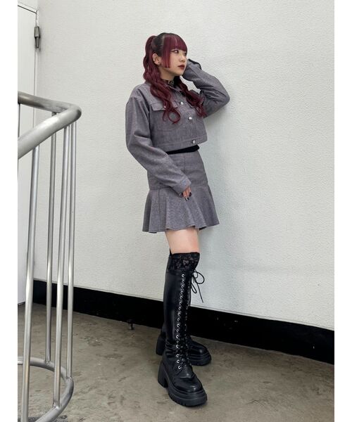 jouetie（ジュエティ）の「マルチWAYツイードライクミニセットアップ（ワンピース・レディース・アイボリー/ブラック/グレー/パープル・MEDIUM）」の16枚目の写真