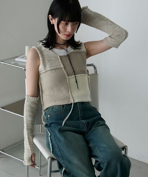 fumika_uchida ニットフリンジアームウォーマー ニット アーム ウォーマー