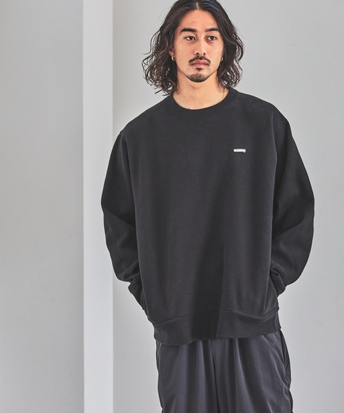 セール】【HEREIAM】ユニセックス/ワッペンロゴ裏起毛トレーナー