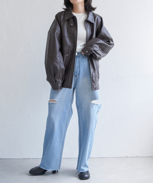 VENCEEXCHANGE（ヴァンスエクスチェンジ）の「合皮ブルゾンジャケット（ブルゾン・レディース・ブラウン/ブラック・M）」の20枚目の写真