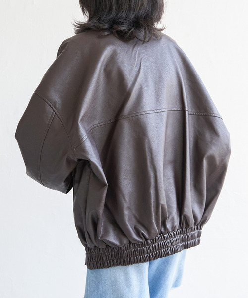 VENCEEXCHANGE（ヴァンスエクスチェンジ）の「合皮ブルゾンジャケット（ブルゾン・レディース・ブラウン/ブラック・M）」の9枚目の写真
