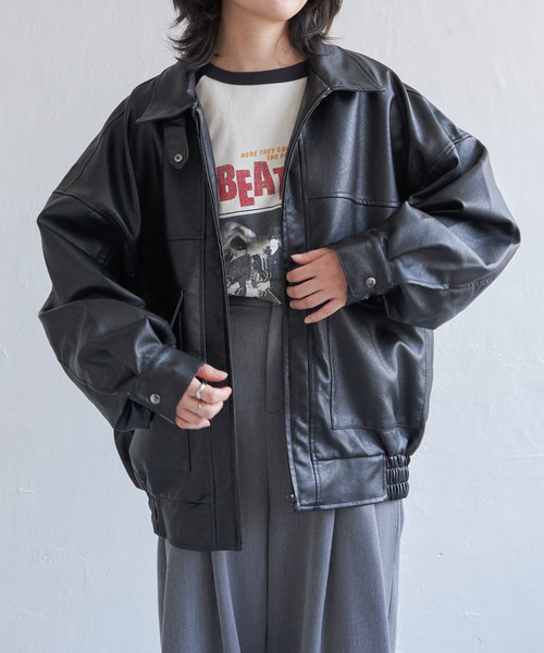 VENCEEXCHANGE（ヴァンスエクスチェンジ）の「合皮ブルゾンジャケット（ブルゾン・レディース・ブラウン/ブラック・M）」の15枚目の写真