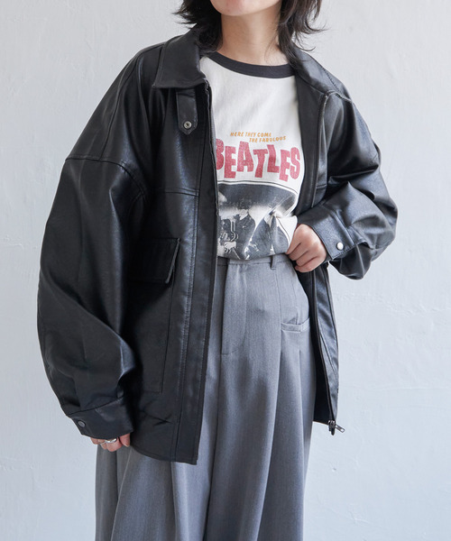 VENCEEXCHANGE（ヴァンスエクスチェンジ）の「合皮ブルゾンジャケット（ブルゾン・レディース・ブラウン/ブラック・M）」の14枚目の写真