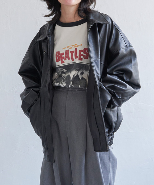 VENCEEXCHANGE（ヴァンスエクスチェンジ）の「合皮ブルゾンジャケット（ブルゾン・レディース・ブラウン/ブラック・M）」の3枚目の写真