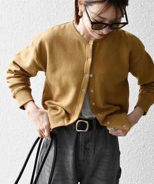 SHIPS any(シップス エニィ)の「【WEB限定】SHIPS any: USA コットン 裏起毛 コンパクト スナップ カーディガン(カーディガン/ボレロ・レディース・キャメル/ライトグレー/ワイン/ブラック/ナチュラル/レッド/ブラウン・ONE SIZE)」の19枚目の写真