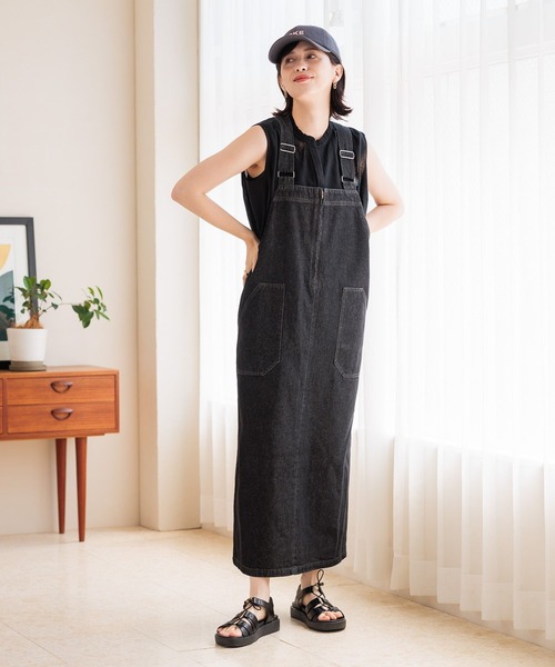 studio CLIP（スタディオクリップ）の「ジャンパースカート[プチサイズあり]（ワンピース・レディース・ブラック/ブルー・LARGE/MEDIUM/PF）」の7枚目の写真