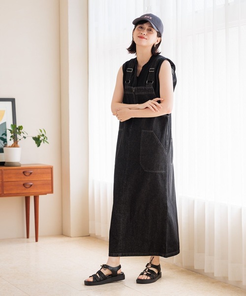 studio CLIP（スタディオクリップ）の「ジャンパースカート[プチサイズあり]（ワンピース・レディース・ブラック/ブルー・LARGE/MEDIUM/PF）」の8枚目の写真