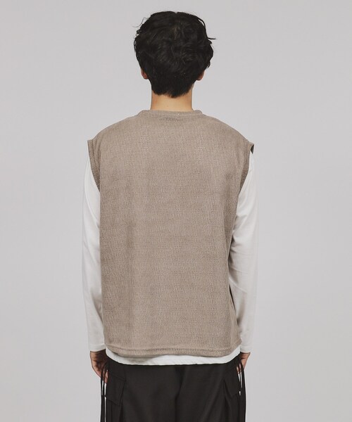 tk.TAKEO KIKUCHI(ティーケータケオキクチ)の「◆【2点セット】モールベスト&カットソー(ベスト・メンズ・チャコールグレー/サンドベージュ/ネイビー・04/03/02)」の6枚目の写真