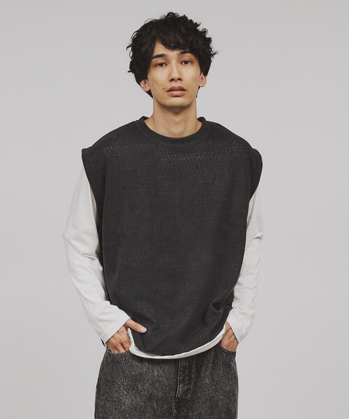 tk.TAKEO KIKUCHI(ティーケータケオキクチ)の「◆【2点セット】モールベスト&カットソー(ベスト・メンズ・チャコールグレー/サンドベージュ/ネイビー・04/03/02)」の14枚目の写真