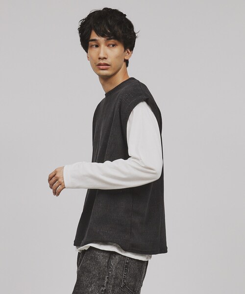 tk.TAKEO KIKUCHI(ティーケータケオキクチ)の「◆【2点セット】モールベスト&カットソー(ベスト・メンズ・チャコールグレー/サンドベージュ/ネイビー・04/03/02)」の15枚目の写真