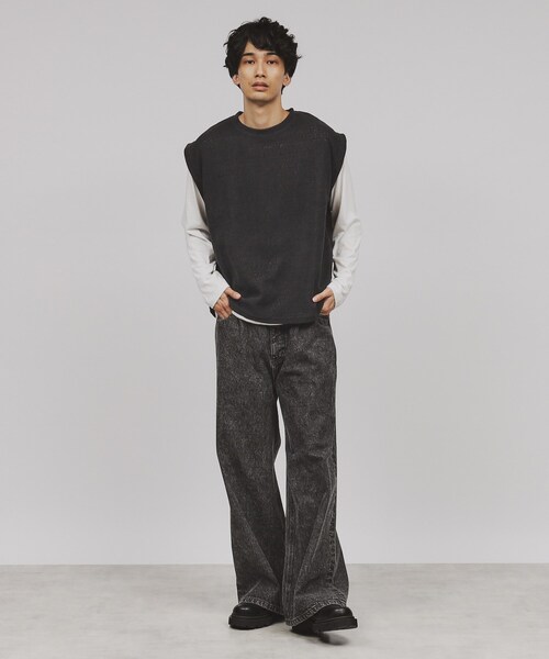 tk.TAKEO KIKUCHI(ティーケータケオキクチ)の「◆【2点セット】モールベスト&カットソー(ベスト・メンズ・チャコールグレー/サンドベージュ/ネイビー・04/03/02)」の17枚目の写真