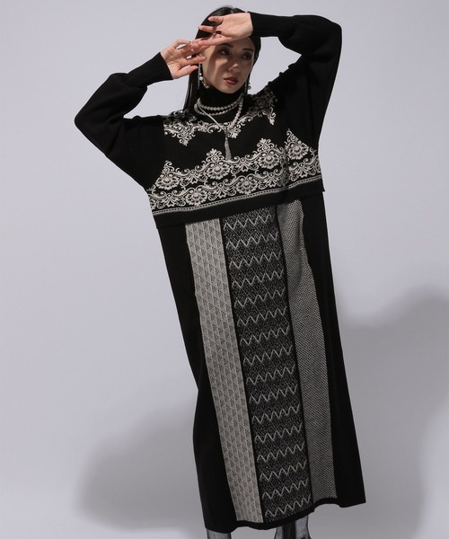 HARE（ハレ）の「ブロックガラニットワンピース(HARE)（ワンピース