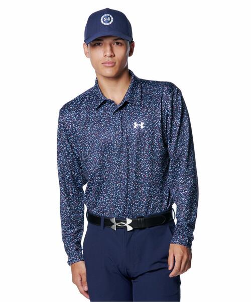 【セール】UAプレーオフ プリント ロングスリーブ ポロ（ゴルフ/メンズ）（ポロシャツ）｜UNDER ARMOUR（アンダーアーマー）