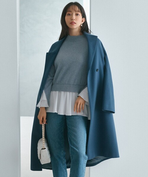 23区 ニジュウサンク コート チェスターコート ロング丈　現行タグ カシミヤ混 滝沢眞規子さん着用】ウールカシミヤビーバー チェスター コート