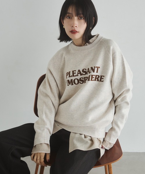 hunch(ハンチ)の「【WEB限定/別注】【新色追加】ソフトタッチ ロゴニット(ニット/セーター・レディース・カーキ系/ブルー系その他/オートミール/ベージュ系その他2/杢グレー/チャコールグレー×ブラック/ブラック系その他/ブラウン系その他/ネイビー系・FREE)」の10枚目の写真