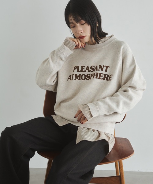 hunch(ハンチ)の「【WEB限定/別注】【新色追加】ソフトタッチ ロゴニット(ニット/セーター・レディース・カーキ系/ブルー系その他/オートミール/ベージュ系その他2/杢グレー/チャコールグレー×ブラック/ブラック系その他/ブラウン系その他/ネイビー系・FREE)」の11枚目の写真