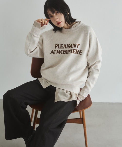 hunch(ハンチ)の「【WEB限定/別注】【新色追加】ソフトタッチ ロゴニット(ニット/セーター・レディース・カーキ系/ブルー系その他/オートミール/ベージュ系その他2/杢グレー/チャコールグレー×ブラック/ブラック系その他/ブラウン系その他/ネイビー系・FREE)」の12枚目の写真