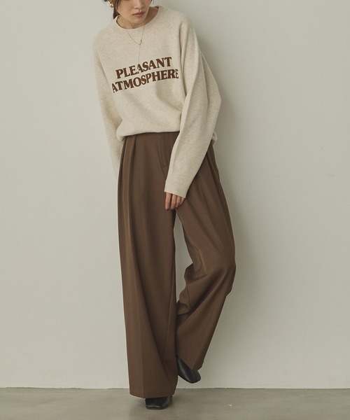 hunch(ハンチ)の「【WEB限定/別注】【新色追加】ソフトタッチ ロゴニット(ニット/セーター・レディース・カーキ系/ブルー系その他/オートミール/ベージュ系その他2/杢グレー/チャコールグレー×ブラック/ブラック系その他/ブラウン系その他/ネイビー系・FREE)」の20枚目の写真