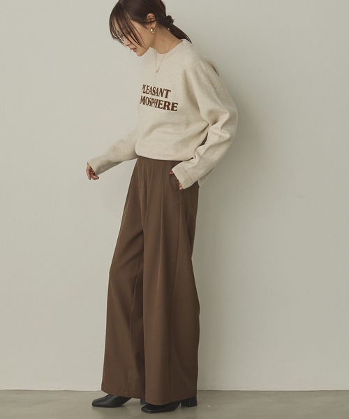 hunch(ハンチ)の「【WEB限定/別注】【新色追加】ソフトタッチ ロゴニット(ニット/セーター・レディース・カーキ系/ブルー系その他/オートミール/ベージュ系その他2/杢グレー/チャコールグレー×ブラック/ブラック系その他/ブラウン系その他/ネイビー系・FREE)」の21枚目の写真