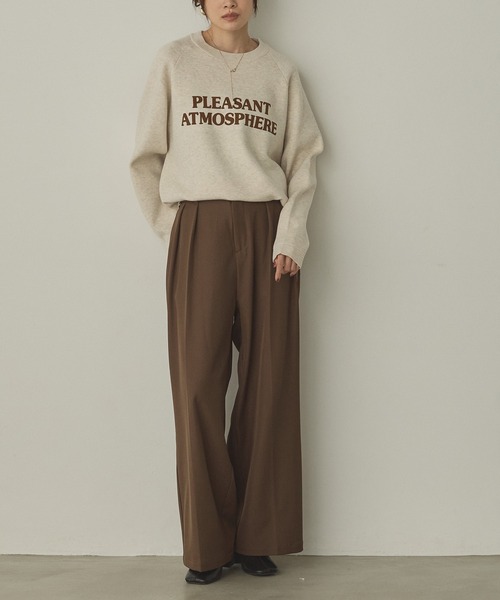 hunch(ハンチ)の「【WEB限定/別注】【新色追加】ソフトタッチ ロゴニット(ニット/セーター・レディース・カーキ系/ブルー系その他/オートミール/ベージュ系その他2/杢グレー/チャコールグレー×ブラック/ブラック系その他/ブラウン系その他/ネイビー系・FREE)」の22枚目の写真