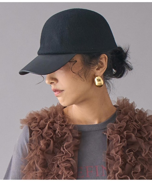 Settimissimo（セッティミッシモ）の「フェルトレザータッチコンビキャップ（キャップ・レディース・ブラック/グレー・FREE）」の2枚目の写真